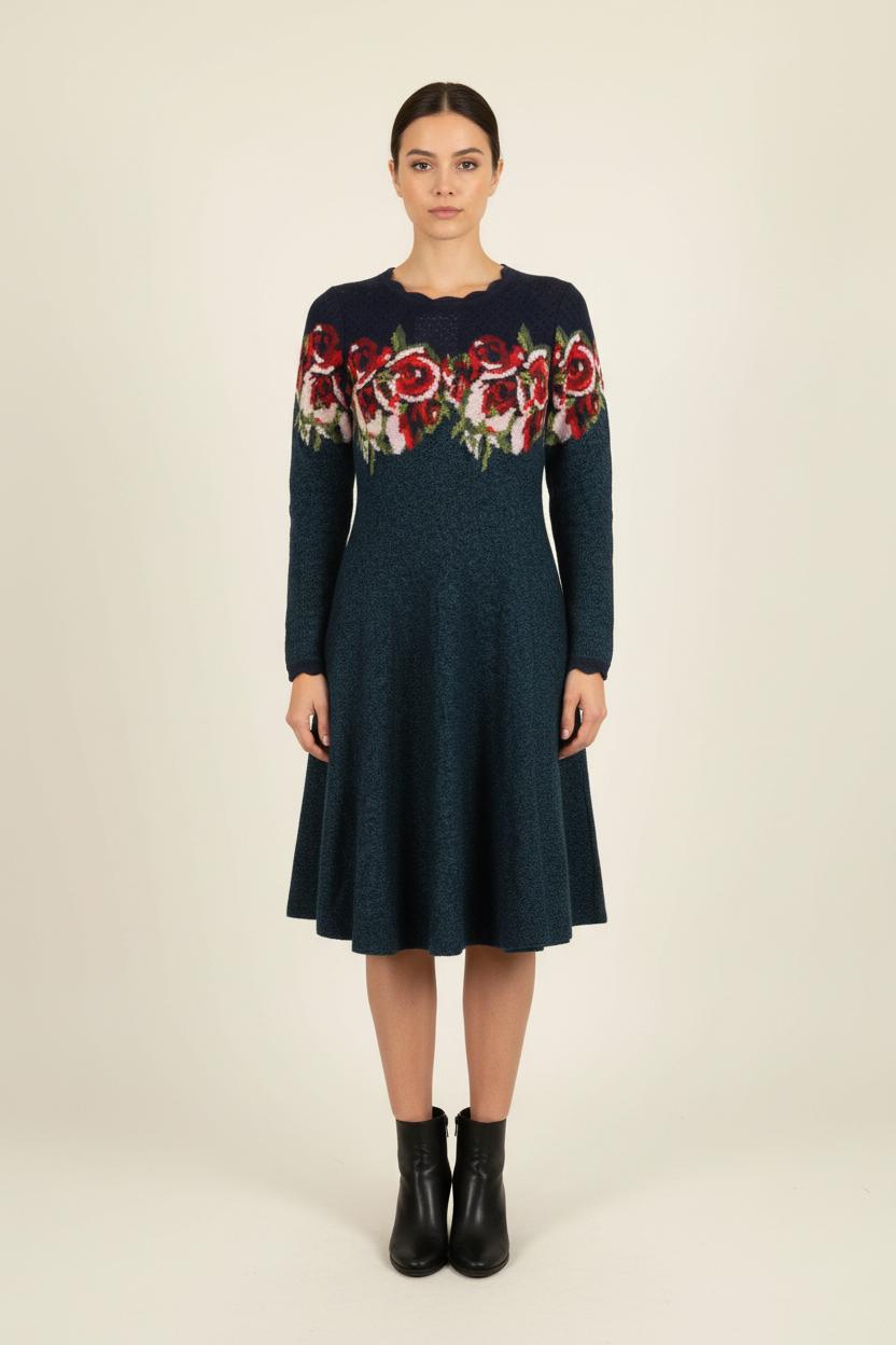 Robe Midi Bleu et Rouge - Taille M/38