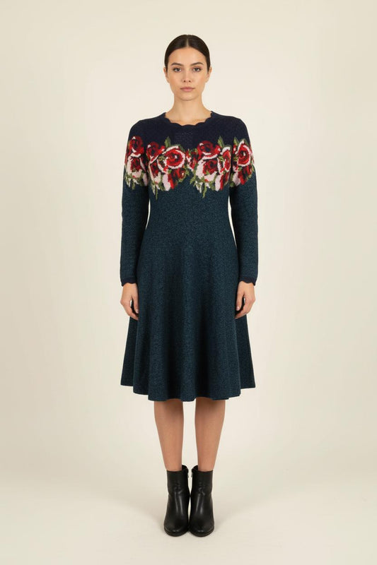 Robe Midi Bleu et Rouge - Taille M/38