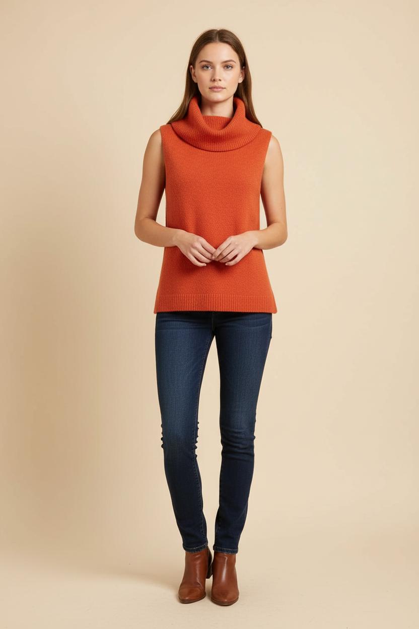 Pull Sans Manches Orange - Taille S/36