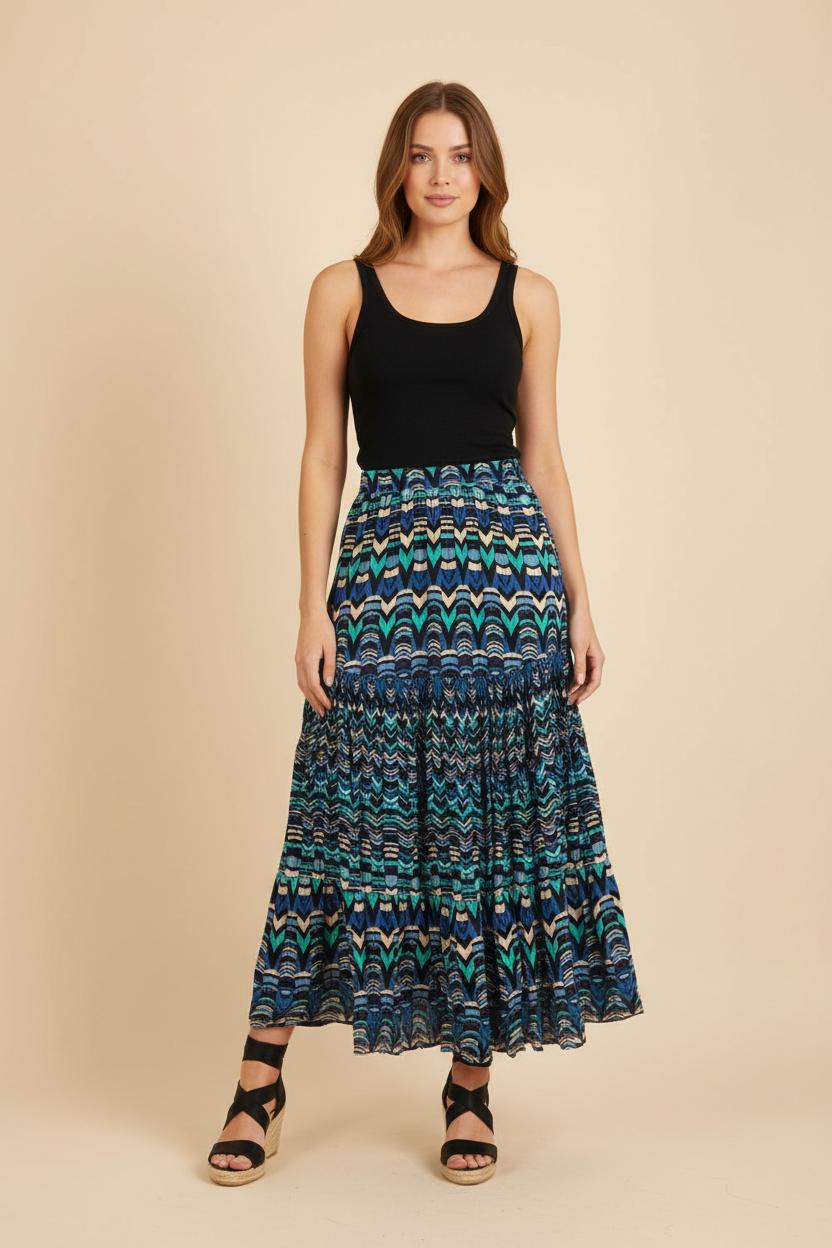 Jupe Longue Bleue et Verte - Taille M/38