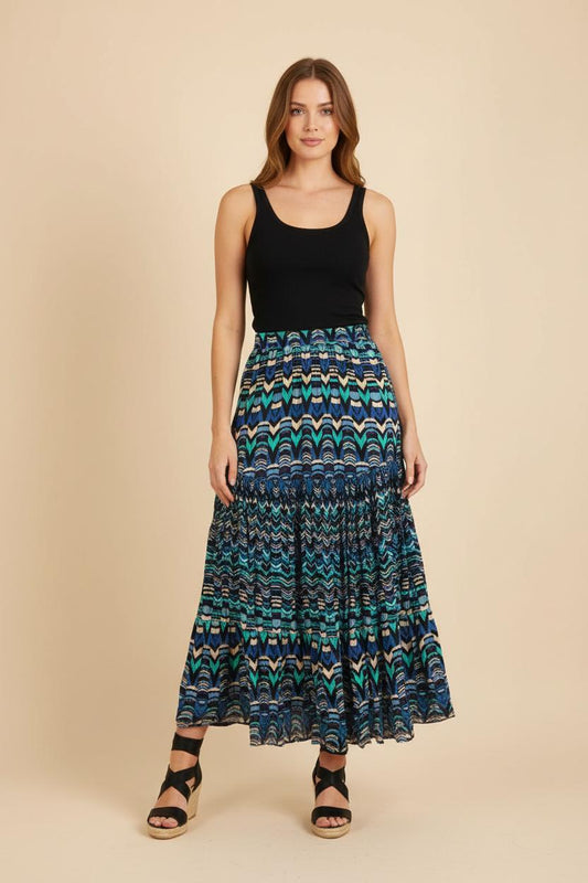 Jupe Longue Bleue et Verte - Taille M/38