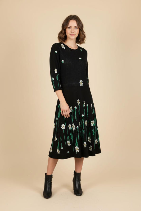 Robe Fleurie Noire - Taille L/40