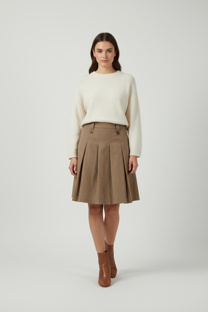 Jupe Plissée Beige - Taille L/40