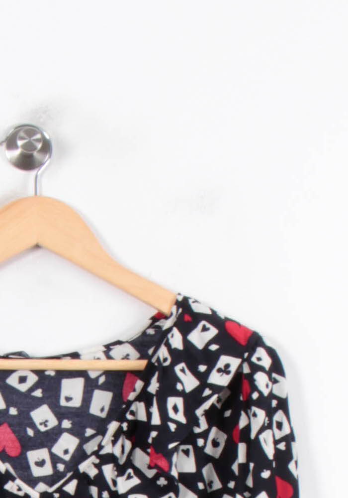 Blouse Noire et Blanche à motifs rouges - Taille XL/42