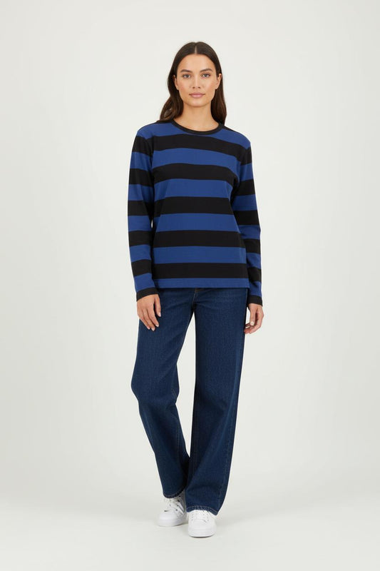 Tee-shirt Manches Longues Bleu et Noir - Taille M/38