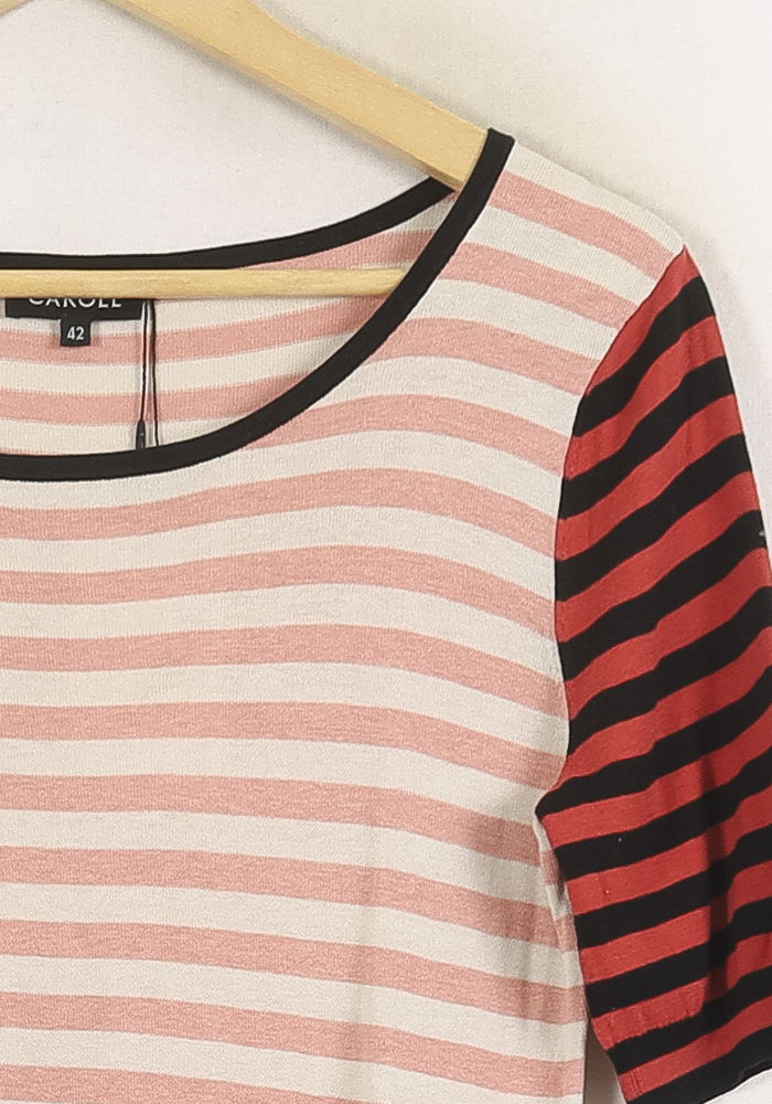 Pull Rayé Rose et Noir - Taille XL/42