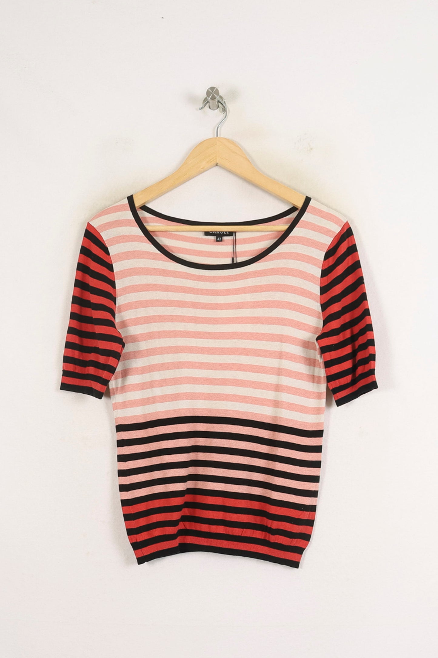 Pull Rayé Rose et Noir - Taille XL/42