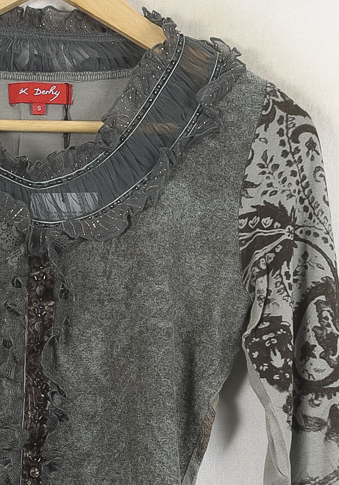 Blouse Grise et Noire - Taille S/36