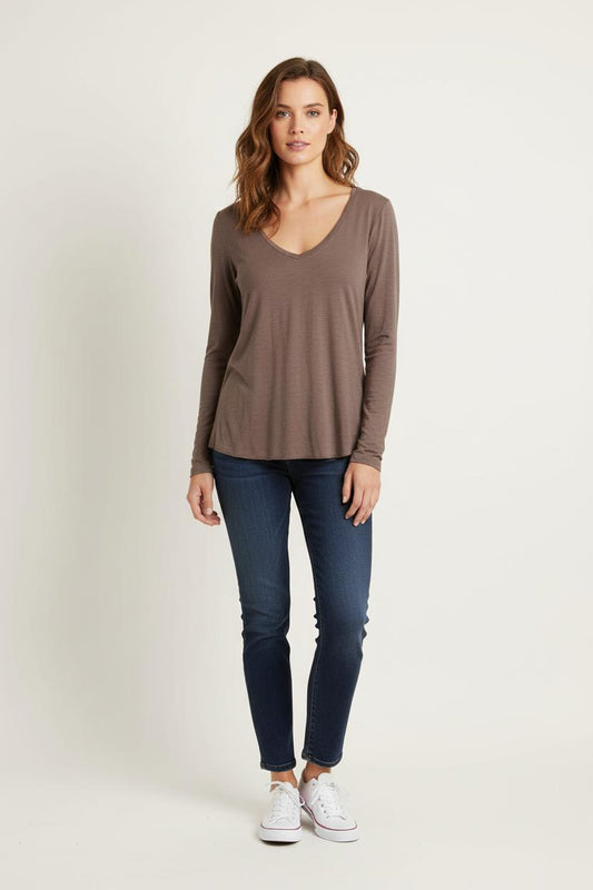 Tee-shirt Manches Longues Marron - Taille S/36