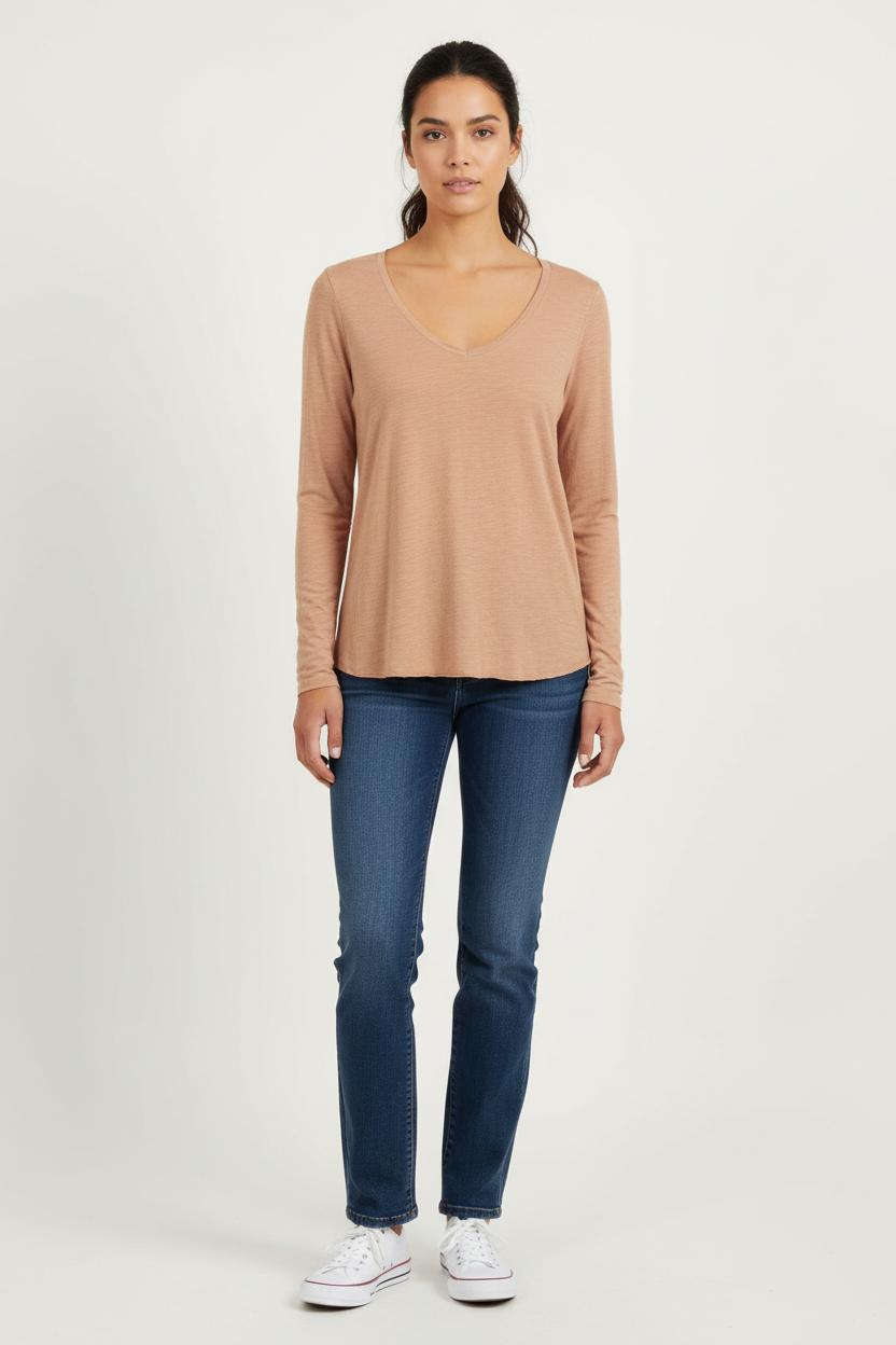 Tee-shirt Manches Longues Beige - Taille S/36