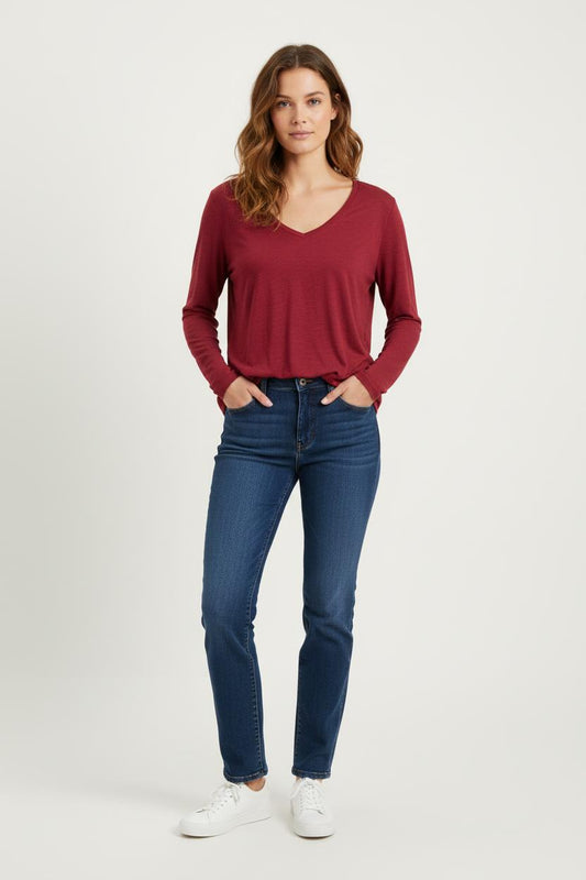 Tee-shirt à Manches Longues Rouge - Taille S/36