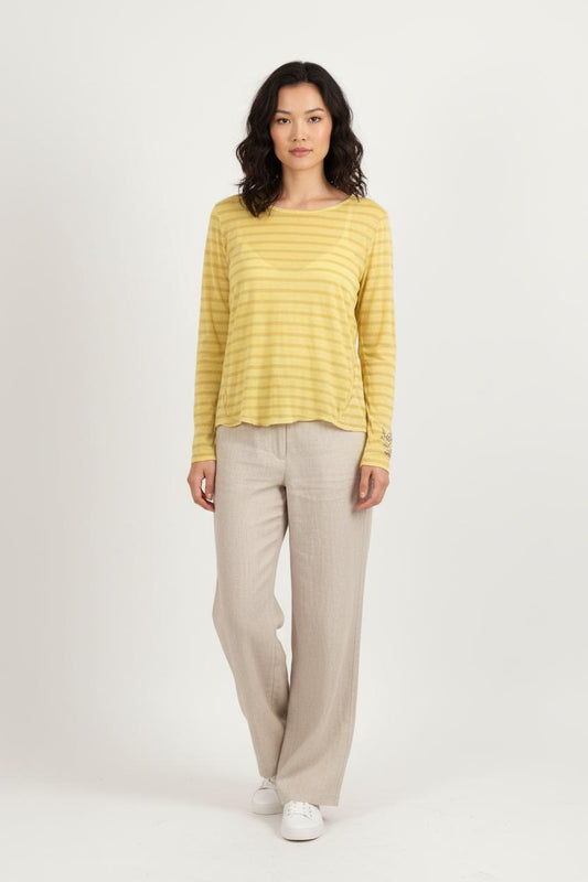 T-shirt manches longues jaune - Taille XS/34