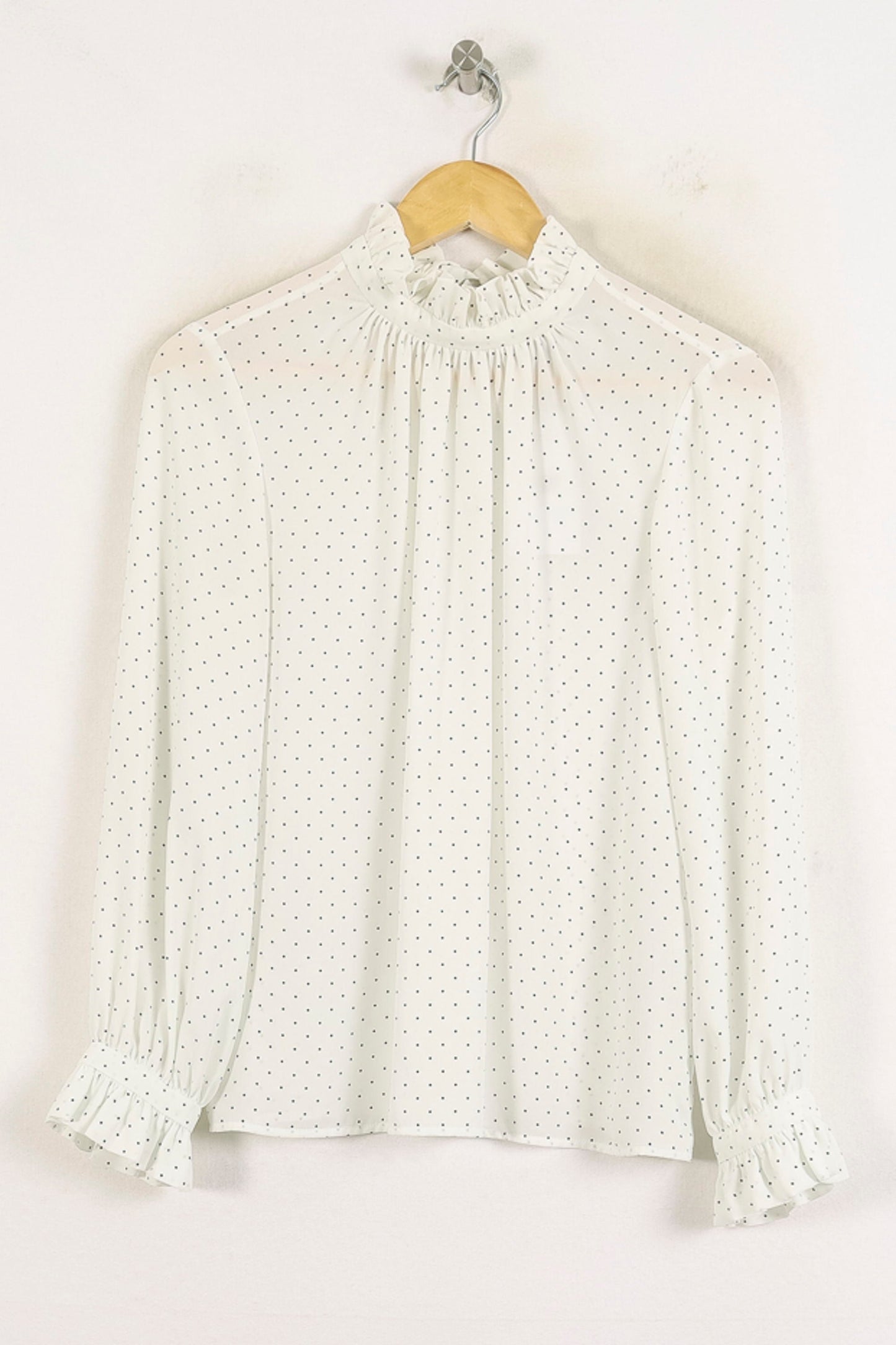 Blouse Blanche à Pois Noirs - Taille S/36