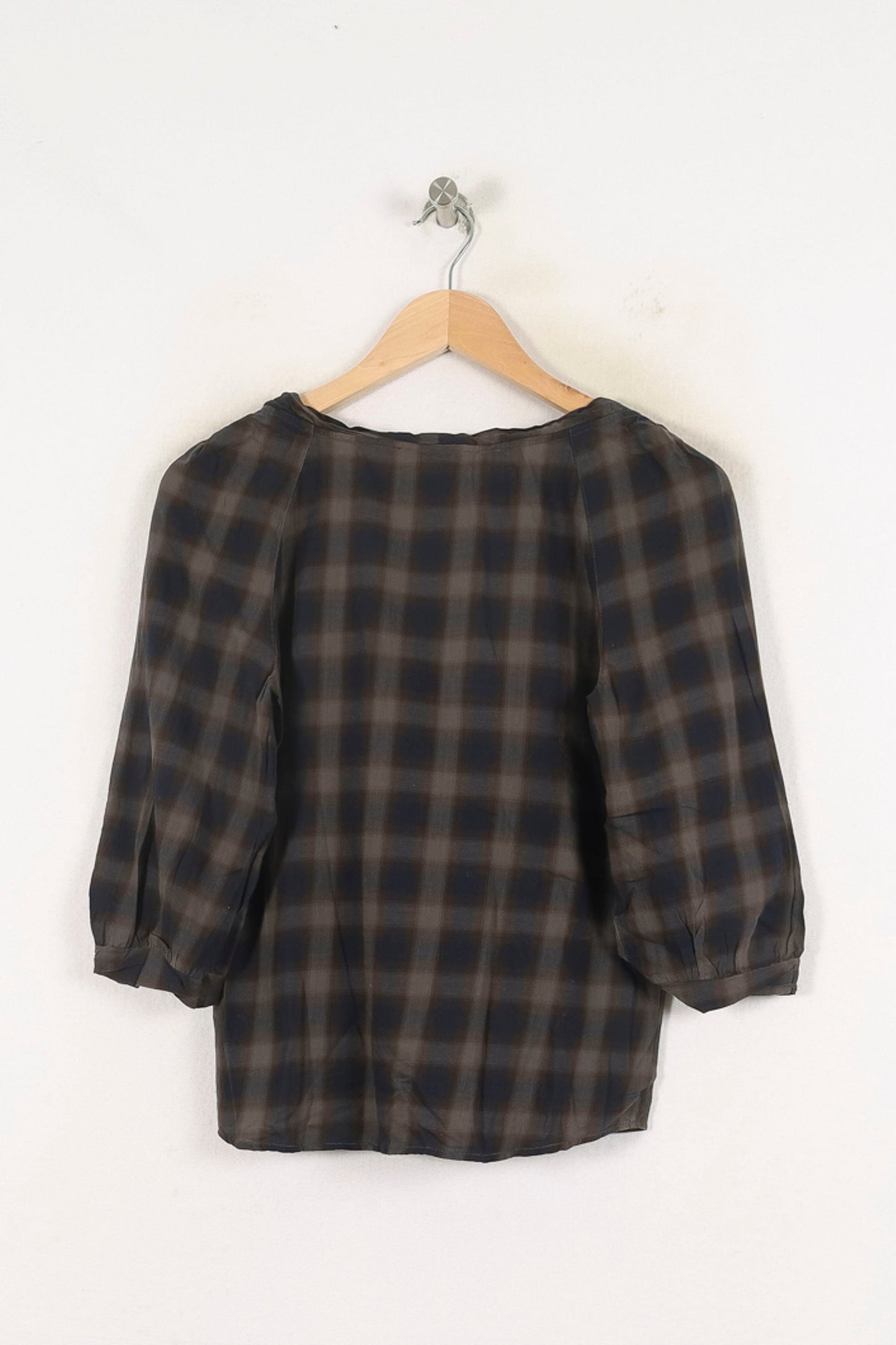 Blouse Carreaux Marron et Bleu - Taille M/38