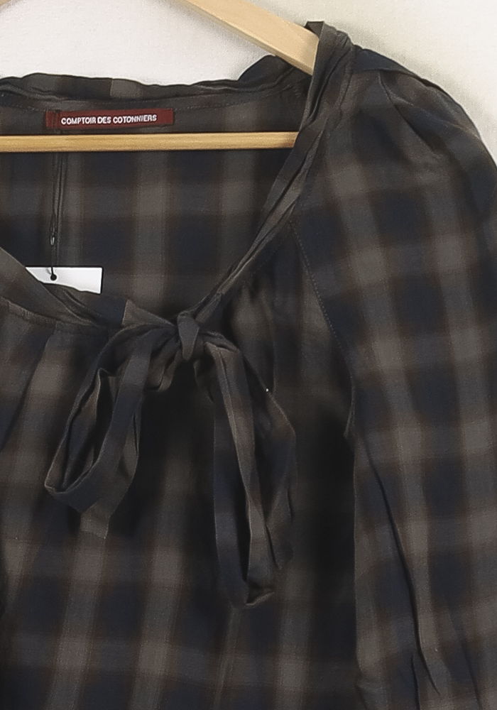 Blouse Carreaux Marron et Bleu - Taille M/38