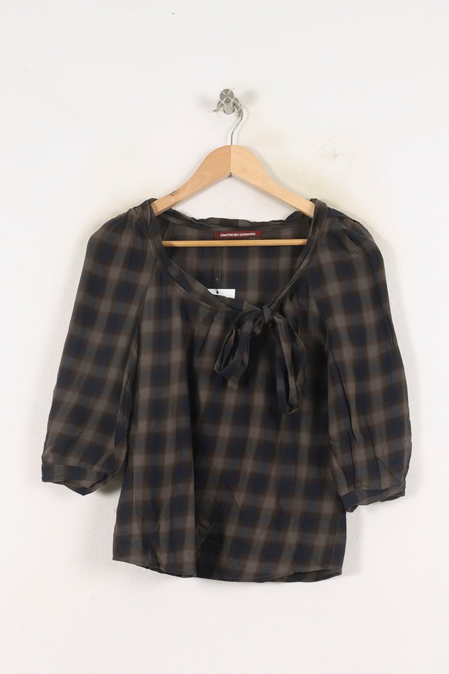 Blouse Carreaux Marron et Bleu - Taille M/38