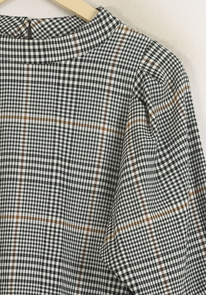 Blouse à Carreaux Noire Blanche et Beige - Taille L/40