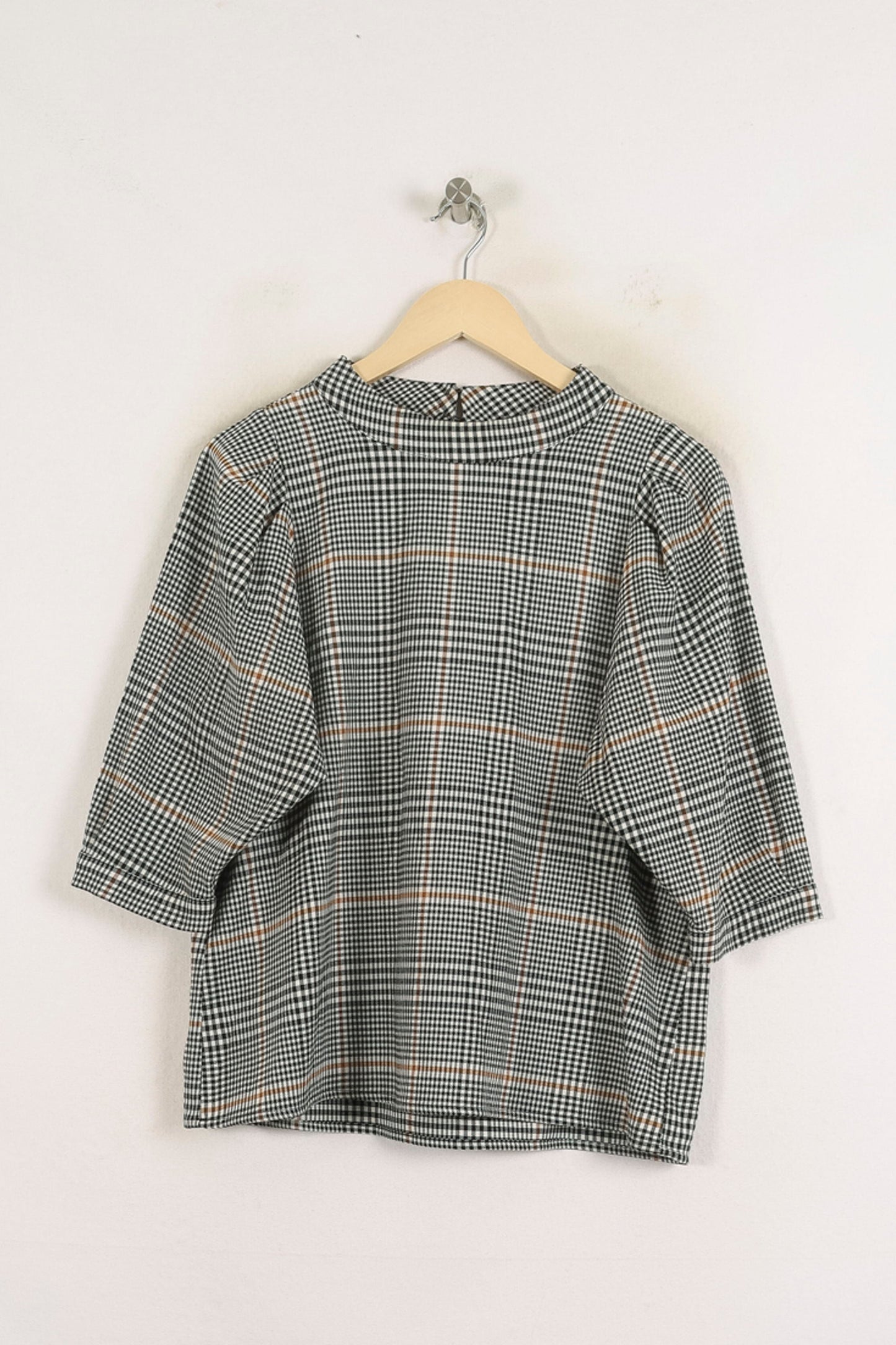 Blouse à Carreaux Noire Blanche et Beige - Taille L/40