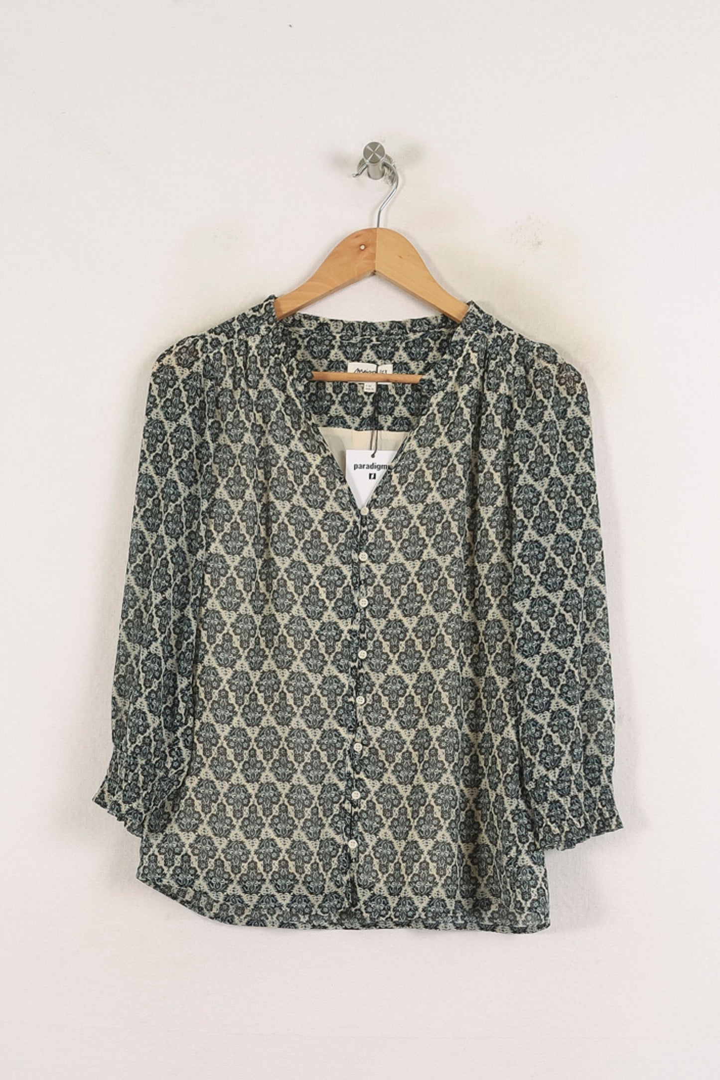 Blouse Vert et Beige - Taille XS/34