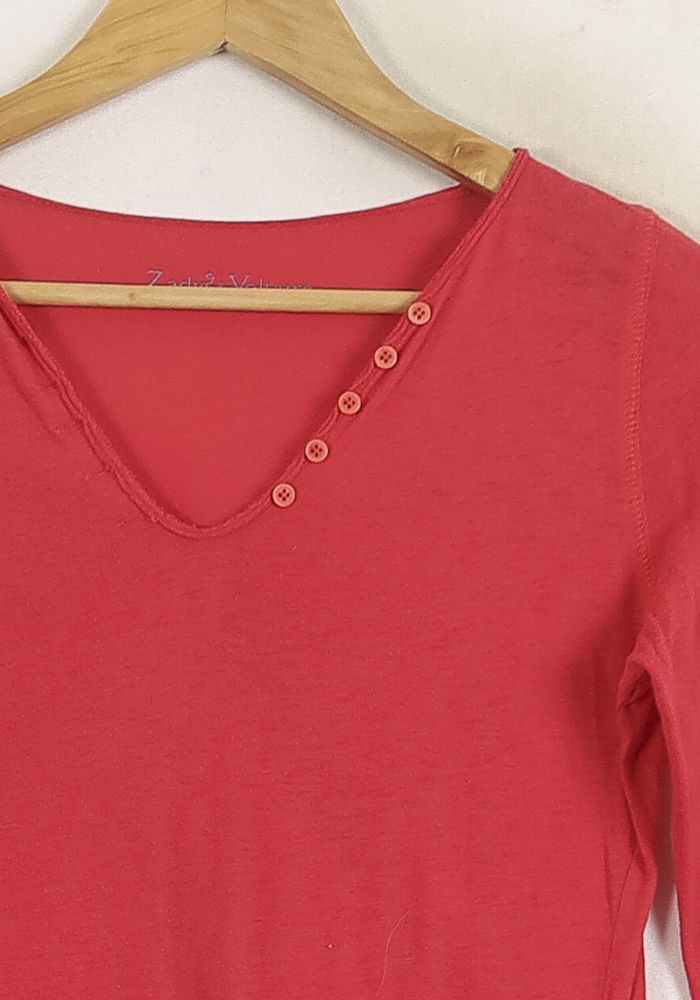 Tee-shirt Manches Longues Rouge - Taille XS/34