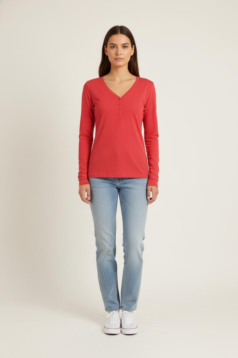 Tee-shirt Manches Longues Rouge - Taille XS/34