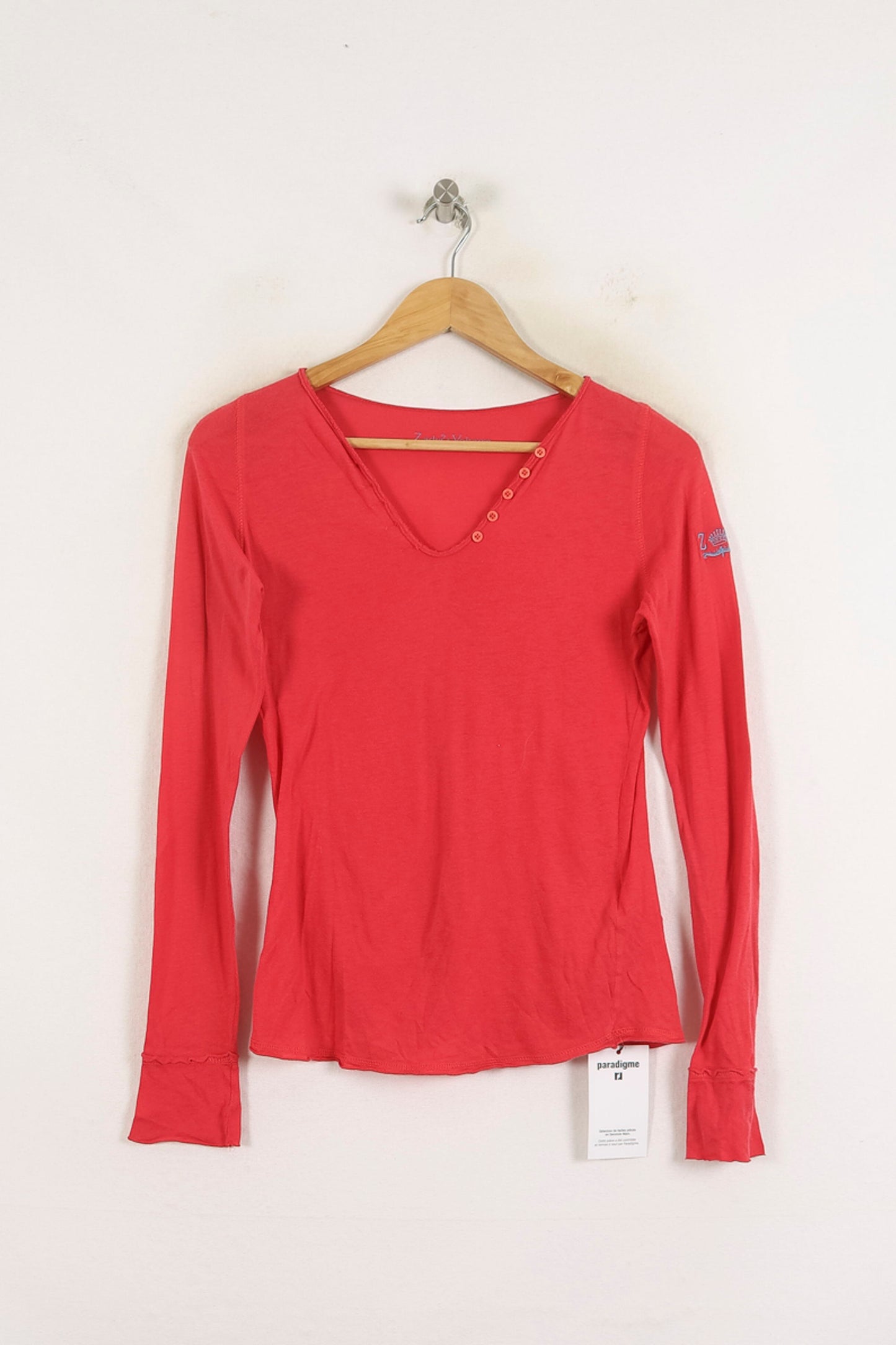 Tee-shirt Manches Longues Rouge - Taille XS/34