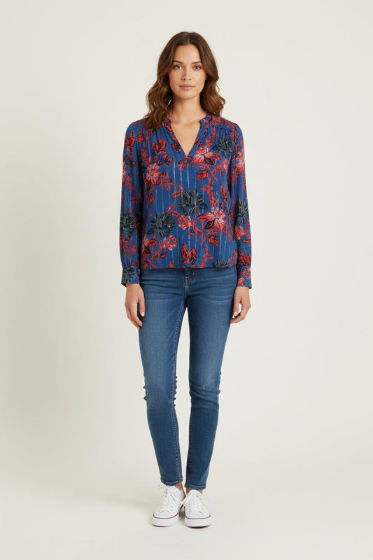 Blouse Bleue et Rouge - Taille M/38