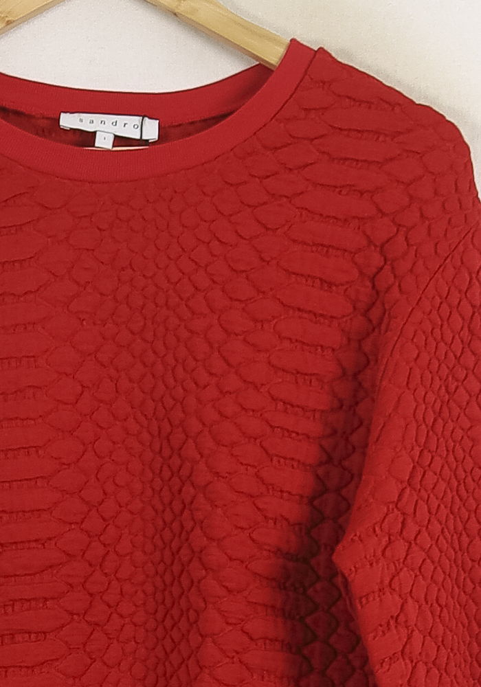 Sweat Texturé Rouge - Taille S/36