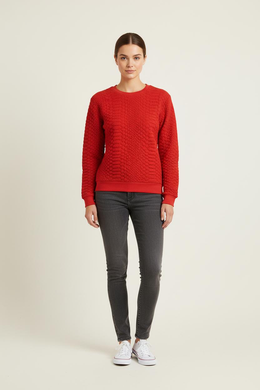 Sweat Texturé Rouge - Taille S/36