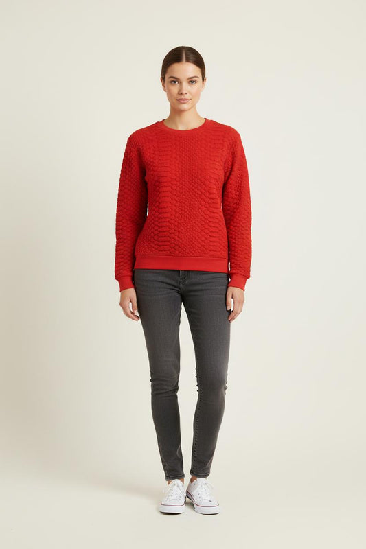 Sweat Texturé Rouge - Taille S/36