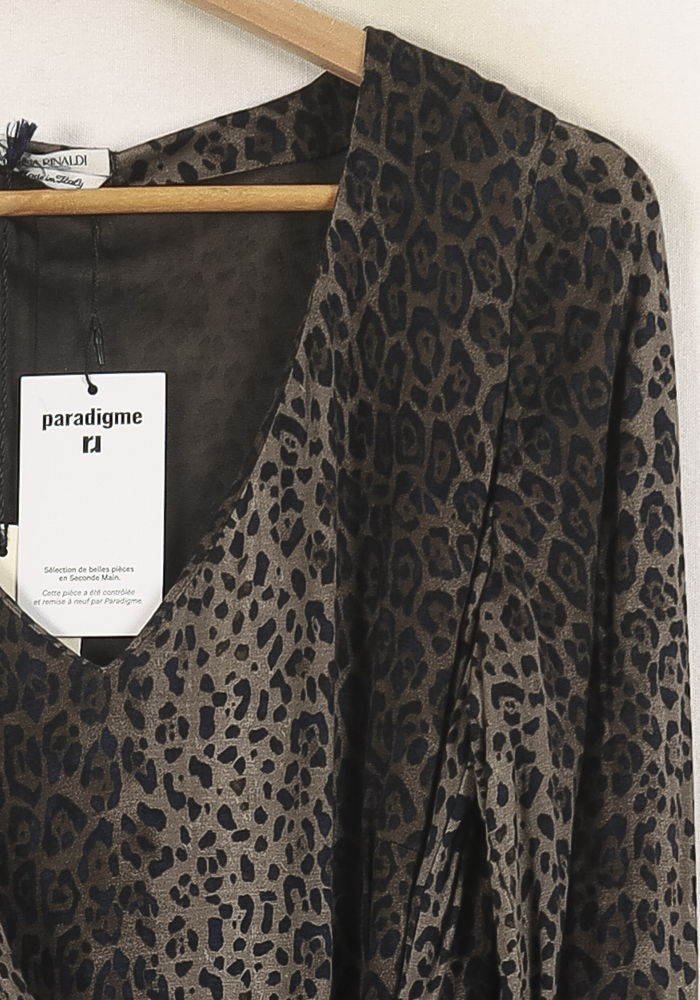 Robe Midi Léopard Marron et Noir - Taille L/40