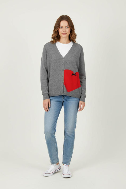 Cardigan Gris et Rouge - Taille M/38