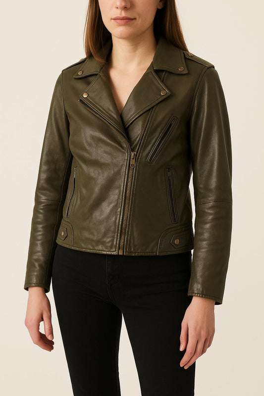 Veste Biker Verte - Taille S/36