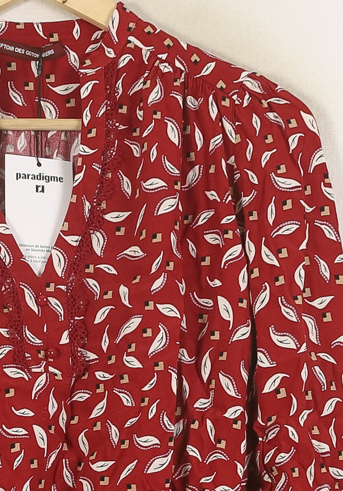 Blouse Bordeaux et Blanche - Taille XS/34