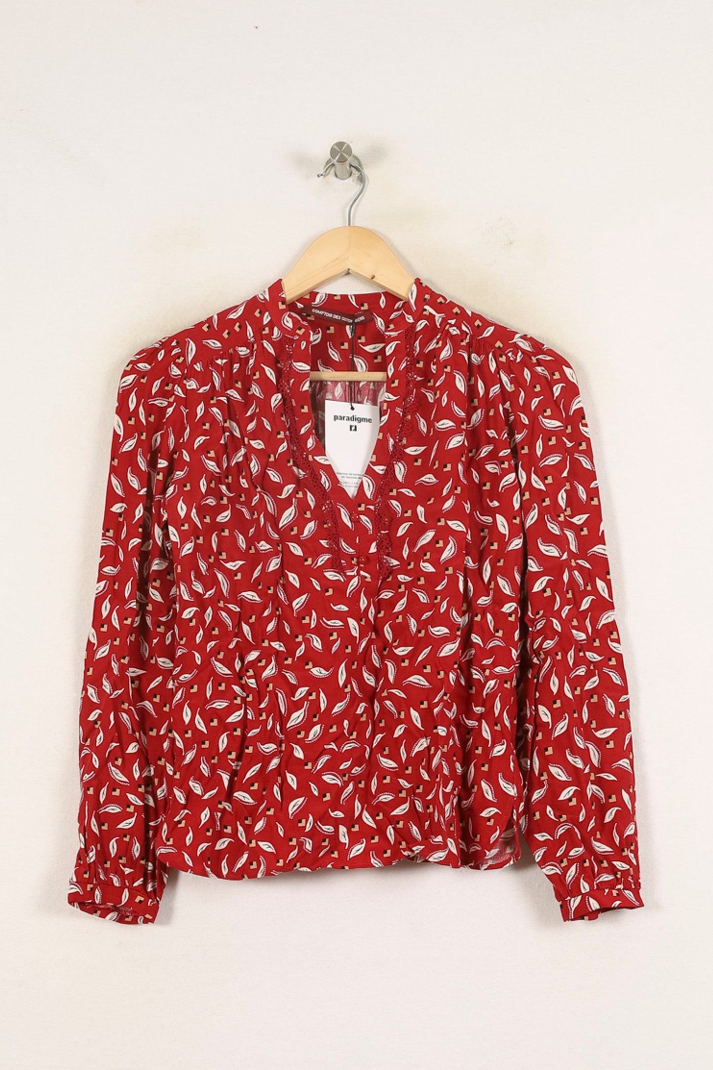 Blouse Bordeaux et Blanche - Taille XS/34