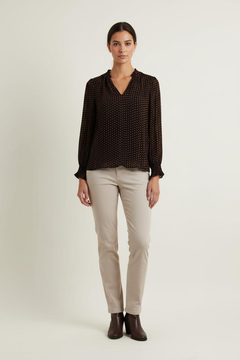 Blouse Noire et Marron - Taille XS/34