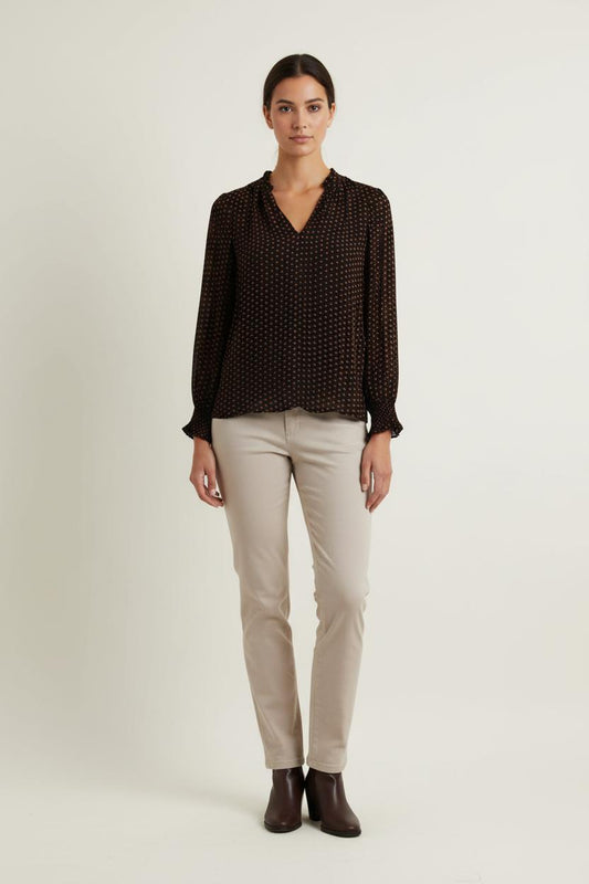 Blouse Noire et Marron - Taille XS/34