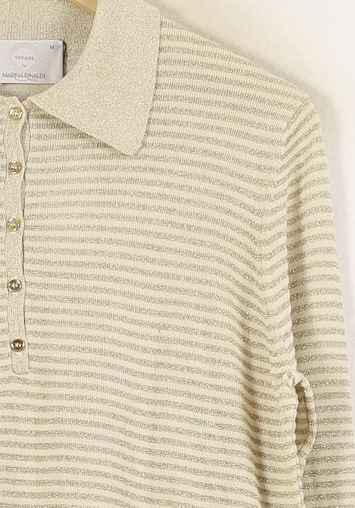 Polo à Rayures Beige - Taille M/38