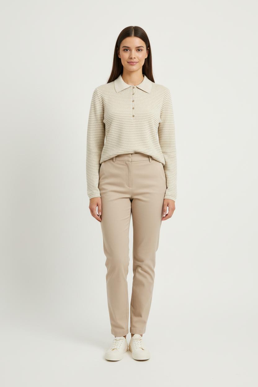 Polo à Rayures Beige - Taille M/38