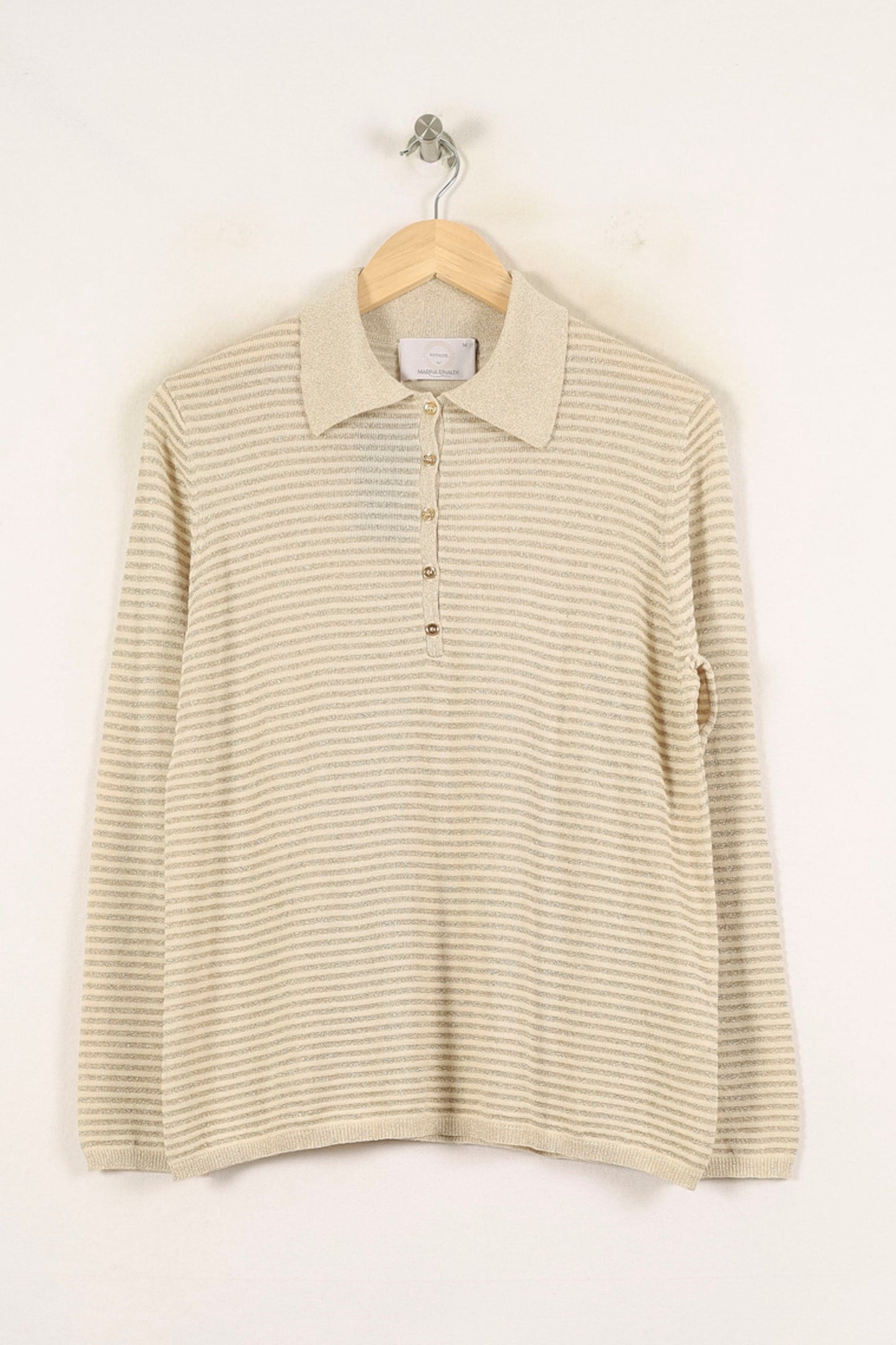 Polo à Rayures Beige - Taille M/38