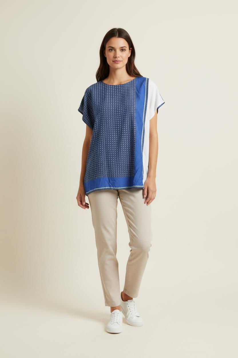 Blouse Bleue et Blanche - Taille XXXL/46