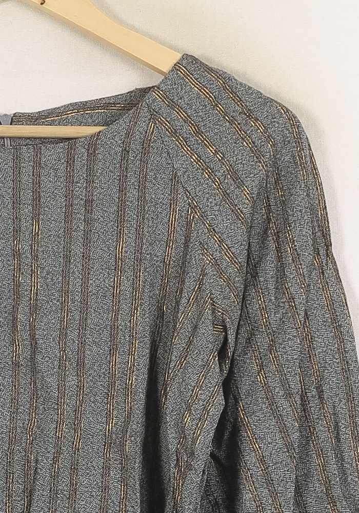 Blouse Grise à Rayures Marron - Taille S/36