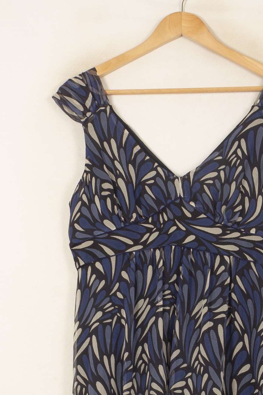 Robe Courte Bleue et Beige - Taille L/40