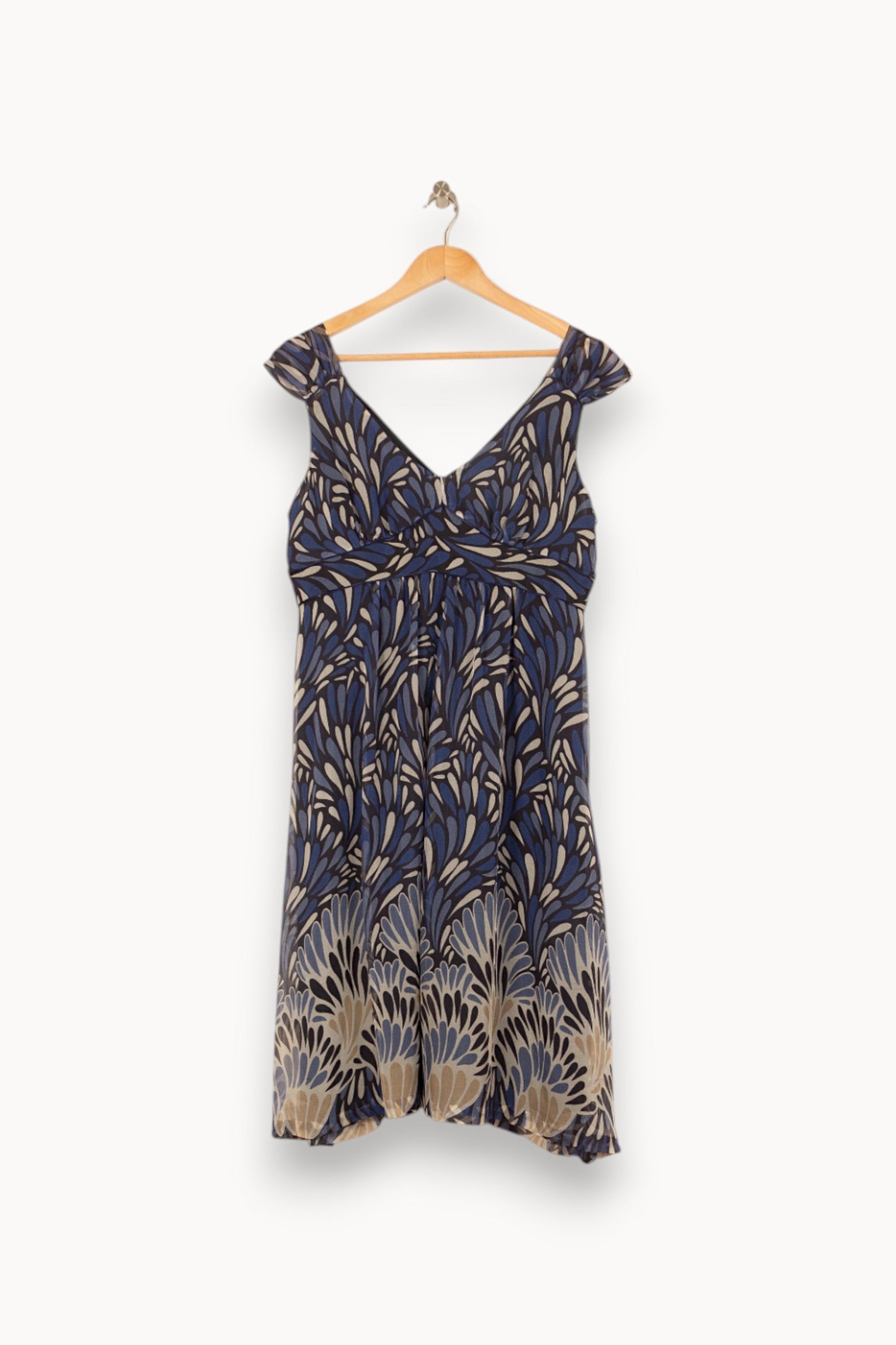 Robe Courte Bleue et Beige - Taille L/40