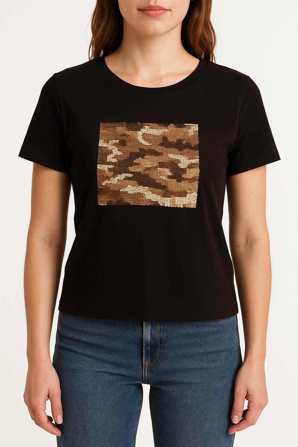Tee-shirt Noir et Beige - Taille S/36
