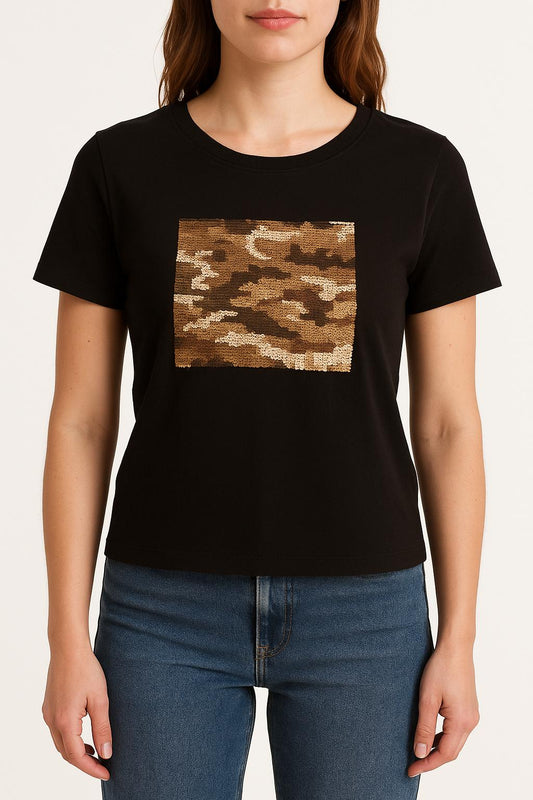 Tee-shirt Noir et Beige - Taille S/36