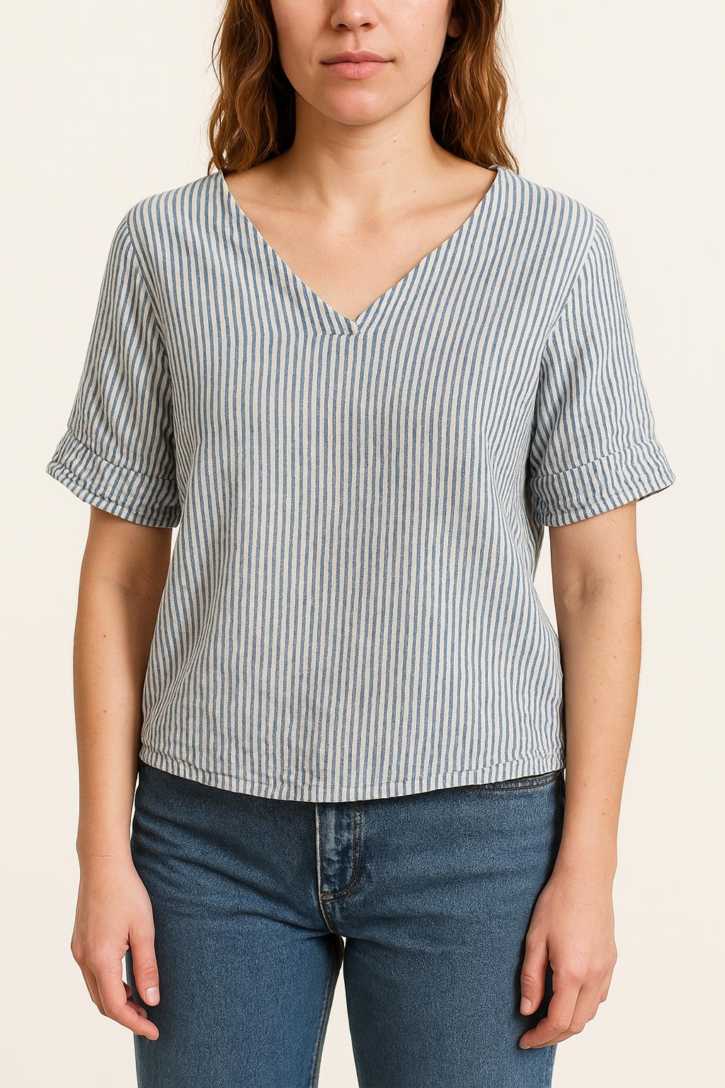 Blouse Bleu et Blanc - Taille S/36