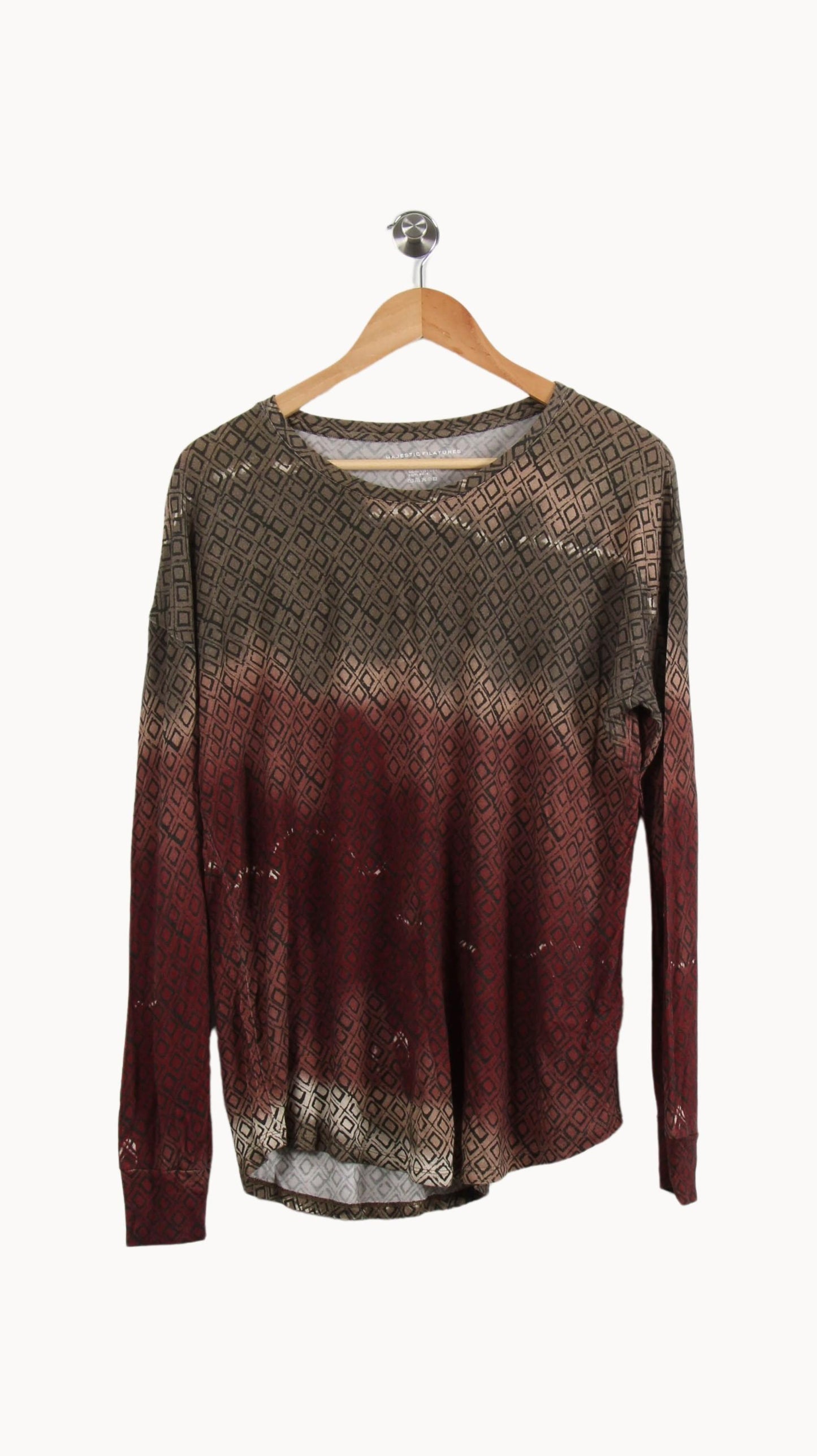 Tee-shirt Manches Longues Marron et Bordeaux - Taille S/36