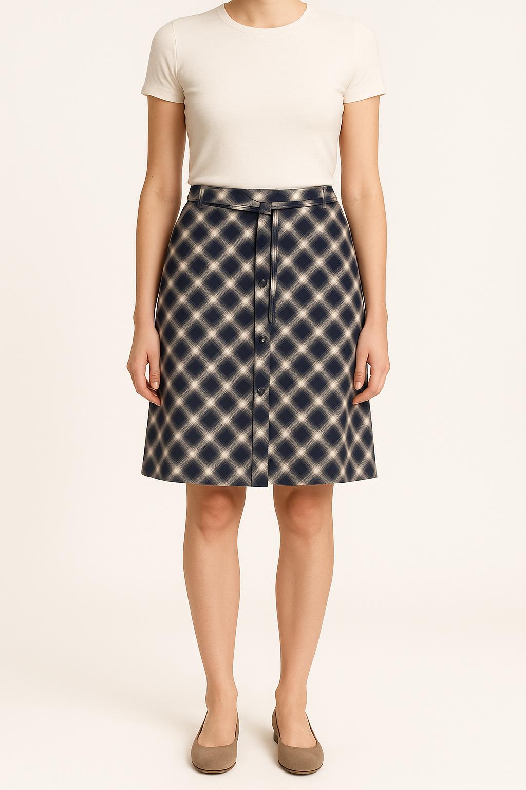 Jupe Droite Bleu et Blanc - Taille M/38