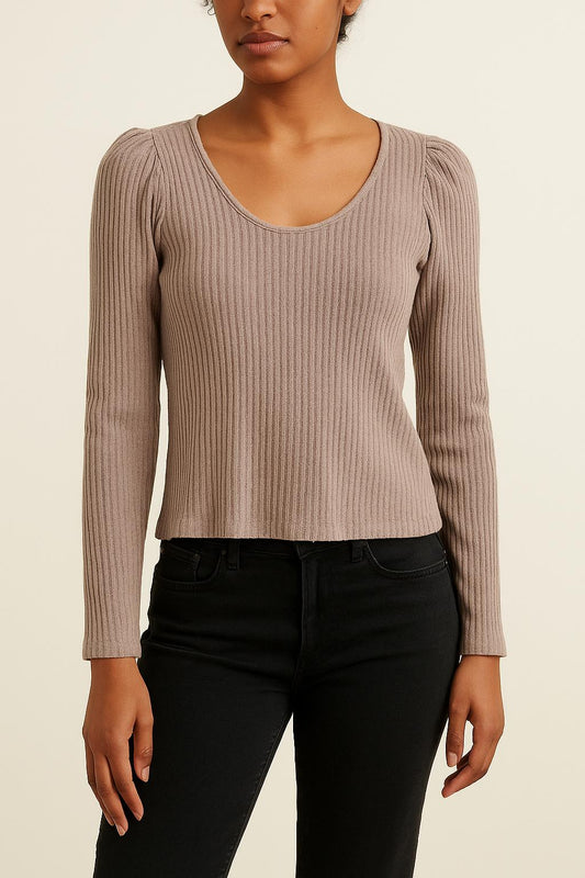 Tee-shirt Manche Longue Beige - Taille M/38